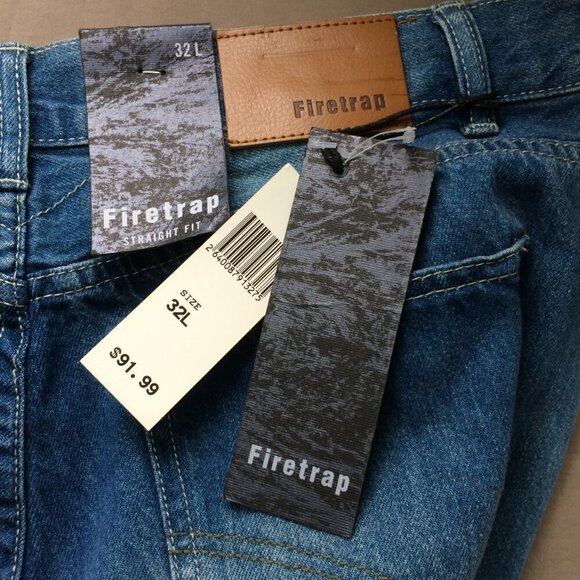 NEW Firetrap Mens Jeans Straight Leg Medium Wash 100% Cotton Size 32L - Picture 3 of 5
